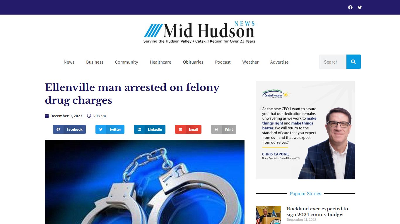 Ellenville man arrested on felony drug charges - Mid Hudson News